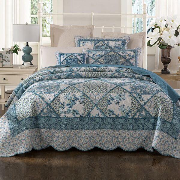 DSZ Product, feed-cond-new, feed-sl-DSZ Freight Payable, newBlue Bouquet Cotton 100% Cotton Quilted 3 Pcs Bedspread Coverlet Set King - Premium Home & Garden > Bedding > Quilts & Duvets from Classic Quilts ! Shop Online Buy Now at S & D's Value Store Family Business Best Customer ServiceDSZ Product, feed-cond-new, feed-sl-DSZ Freight Payable, new