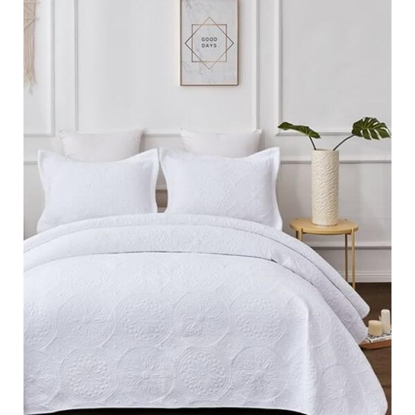 DSZ Product, feed-cond-new, feed-sl-DSZ Freight Payable, newEmbroidered Vivid White 100% Cotton Quilted 3 Pcs Bedspread Coverlet Set Super King - Premium Home & Garden > Bedding > Quilts & Duvets from Classic Quilts ! Shop Online Buy Now at S & D's Value Store Family Business Best Customer ServiceDSZ Product, feed-cond-new, feed-sl-DSZ Freight Payable, new