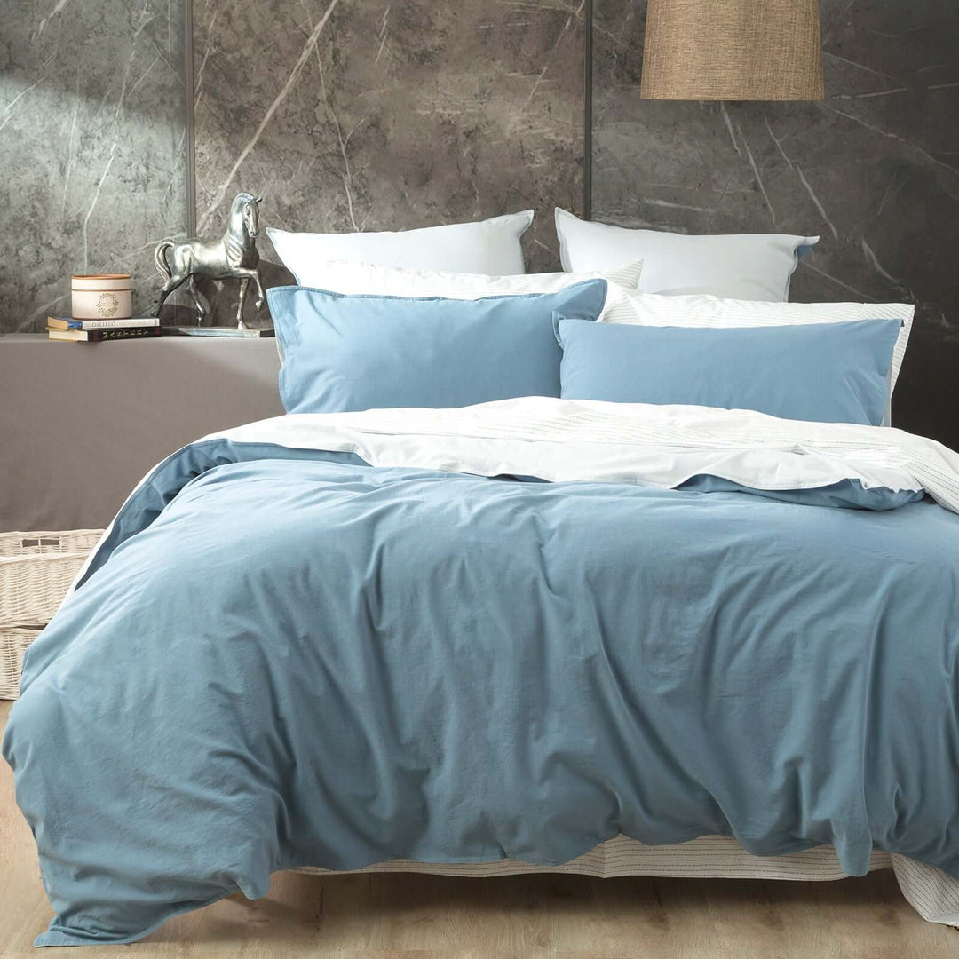 DSZ Product, feed-cond-new, feed-sl-DSZ Freight Payable, newEssentials Vintage Stone Washed Reversible Blue Quilt Cover Set By Renee Taylor King - Premium Home & Garden > Bedding > Quilts & Duvets from Renee Taylor ! Shop Online Buy Now at S & D's Value Store Family Business Best Customer ServiceDSZ Product, feed-cond-new, feed-sl-DSZ Freight Payable, new