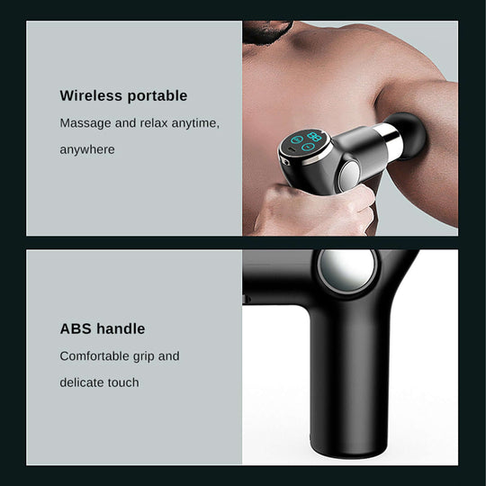 FitSmart LCD Display Mini Vibration Therapy Massage Device showing wireless portability and ABS handle for comfort and ease of use.