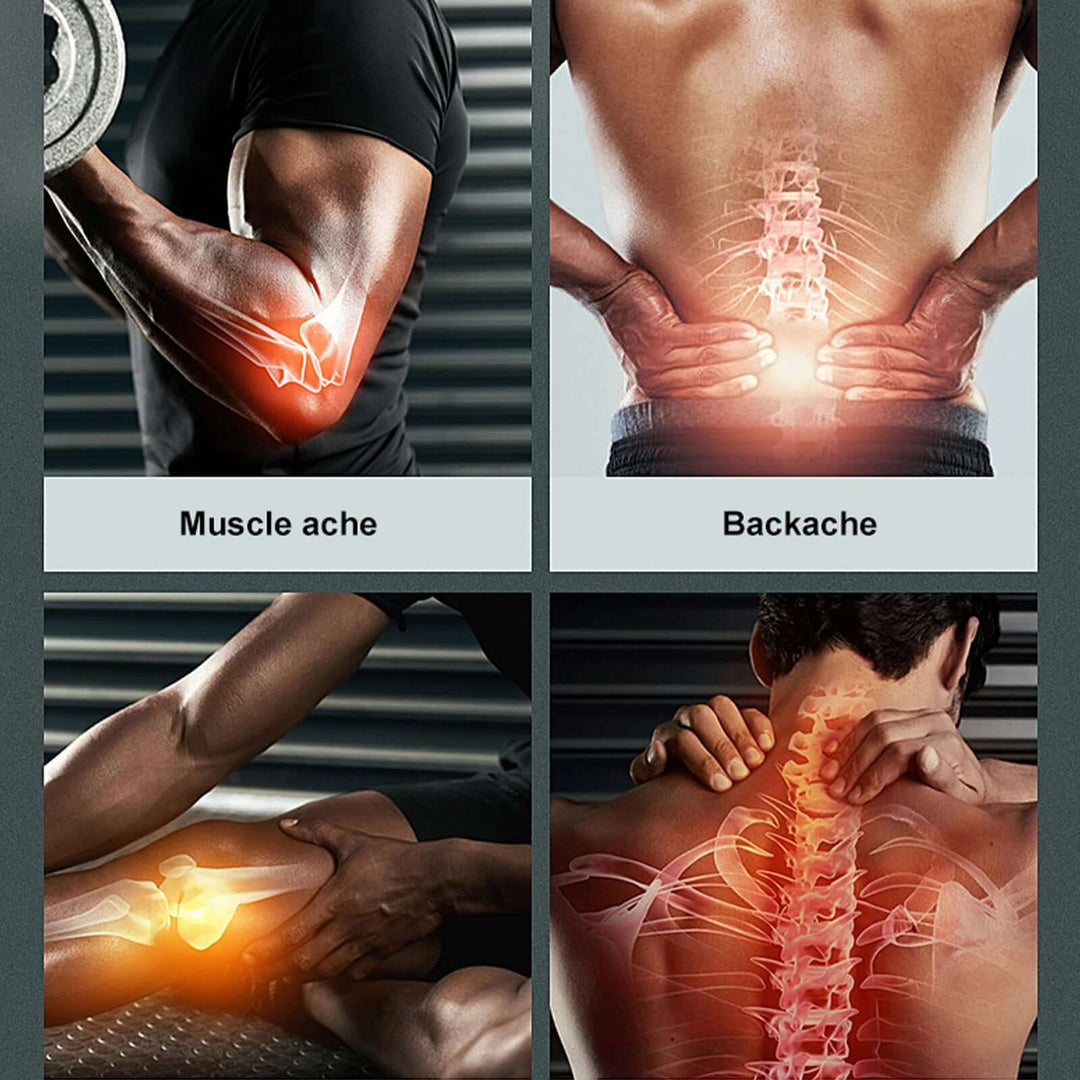 Image depicting muscle pain and backache relief, highlighting areas of discomfort for effective therapy solutions.