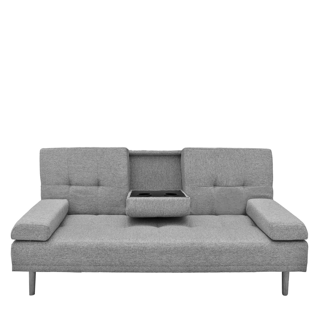 Casa Decor Mendoza 2-in-1 grey sofa bed with pull down cupholder, modern design for stylish living spaces.