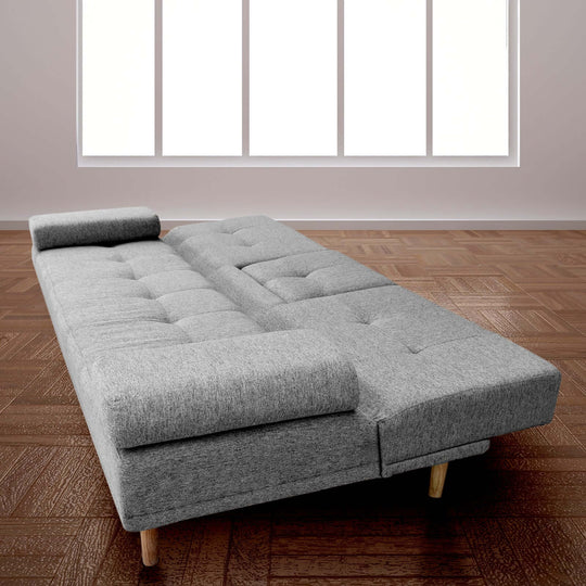 Casa Decor Mendoza 2-in-1 Grey Sofa Bed with removable cushions for affordable and stylish relaxation.