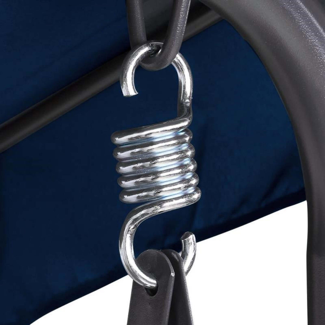 Close-up of the durable spring and hook mechanism of Milano Outdoor Swing Bench Canopy, showcasing quality construction.