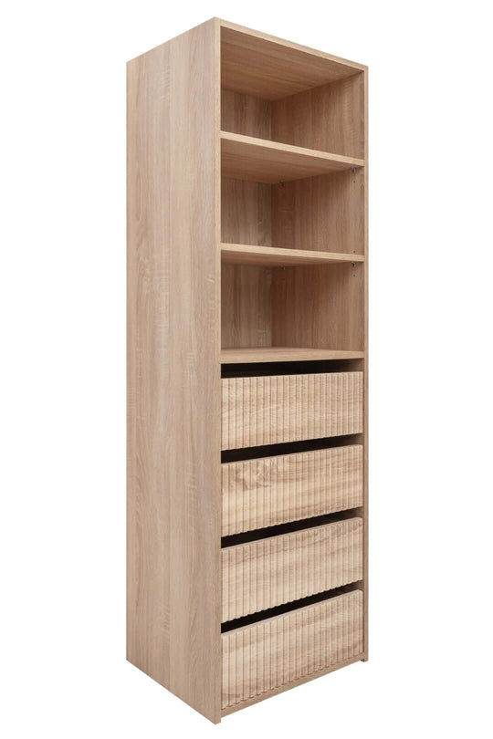 DSZ Product, feed-cond-new, feed-sl-DSZ Freight Payable, newGeneva Three Shelf/Four Drawer Built In Wardrobe - Fluted - Natural Oak - Premium Home & Garden > Storage > Clothing & Wardrobe Storage from European Cabinetry ! Shop Online Buy Now at S & D's Value Store Family Business Best Customer ServiceDSZ Product, feed-cond-new, feed-sl-DSZ Freight Payable, new