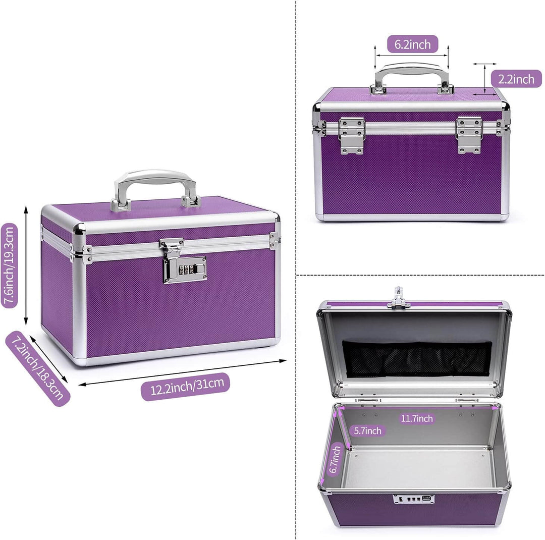 Medium Purple Locking Combination Medicine Box, portable storage, secure and affordable solution for valuables.