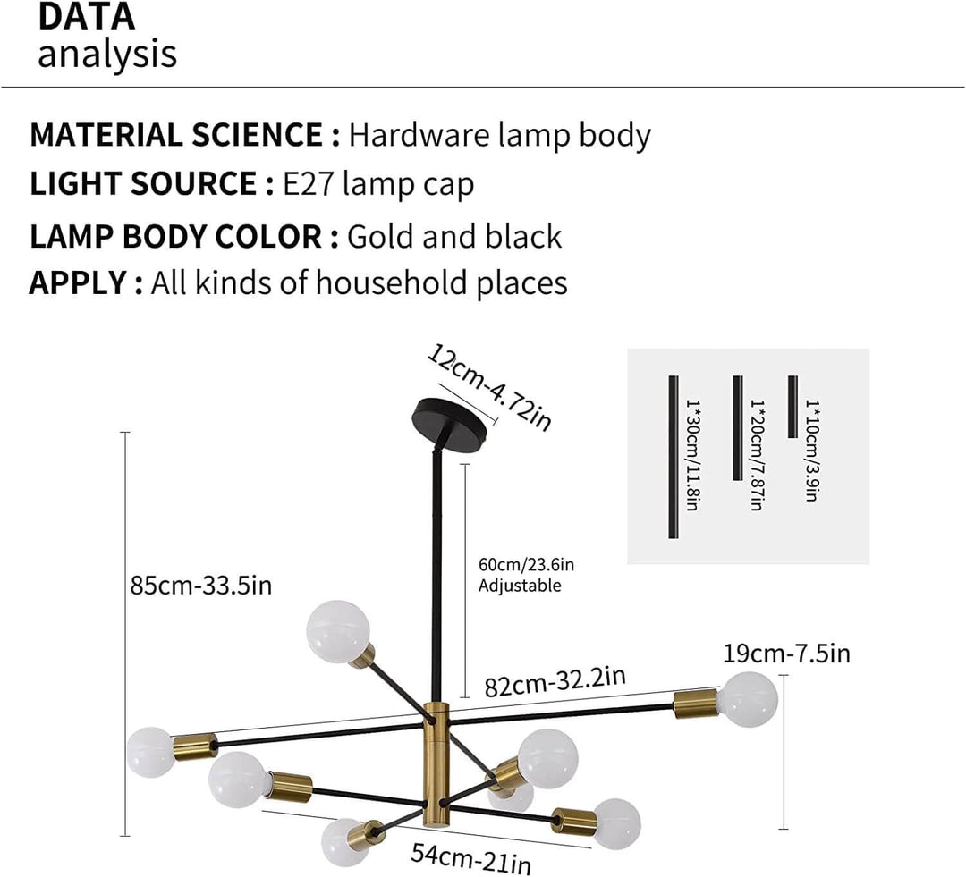 _label_, DSZ Product, feed-cond-new, feed-sl-free shipping, free-shipping, newSputnik Chandelier Modern Industrial, 8 - Light , Black & Gold - Premium Home & Garden > Lighting > Night Lights & Ambient Lighting from Vikus ! Shop Online Buy Now at S & D's Value Store Family Business Best Customer Service_label_, DSZ Product, feed-cond-new, feed-sl-free shipping, free-shipping, new