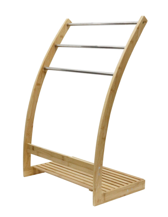 _label_, DSZ Product, feed-cond-new, feed-sl-free shipping, free-shipping, newBamboo Towel Bar Metal Holder Rack 3 - Tier Freestanding And Bottom Shelf For Bathroom - Premium Home & Garden > Bathroom Accessories > Towel Racks & Holders from DSZ ! Shop Online Buy Now at S & D's Value Store Family Business Best Customer Service_label_, DSZ Product, feed-cond-new, feed-sl-free shipping, free-shipping, new