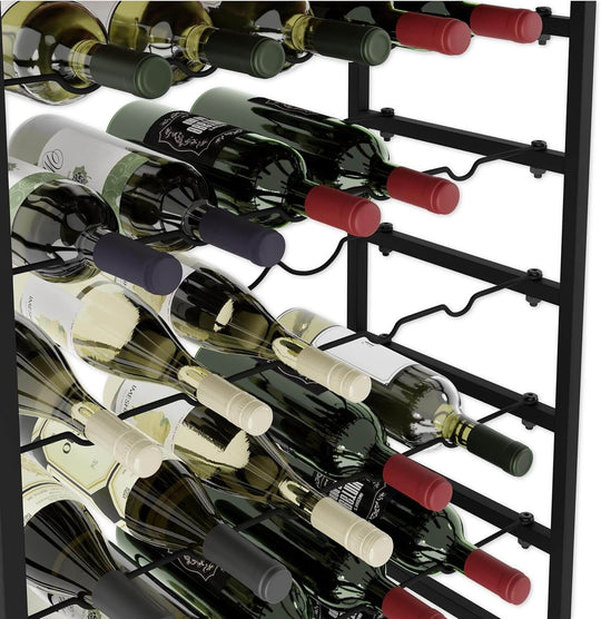 6-tier freestanding wine rack displaying 30 bottles in a sturdy metal frame, perfect for wine lovers.