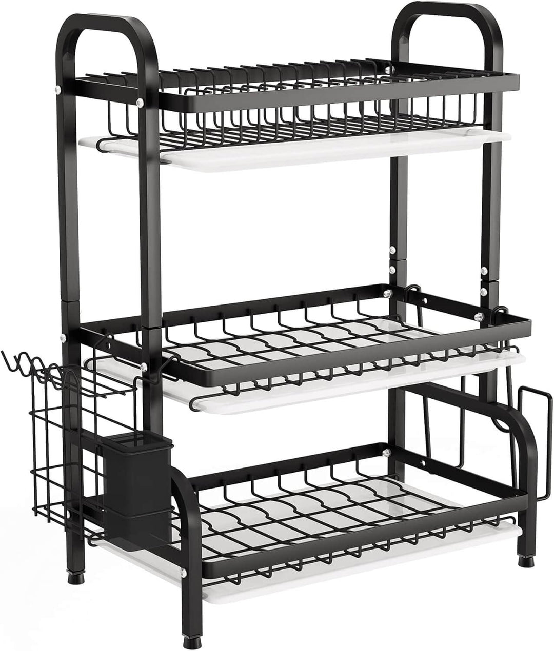 3-tier dish drying rack for kitchen, offers large capacity for plates, bowls, utensils; affordable and quality design.