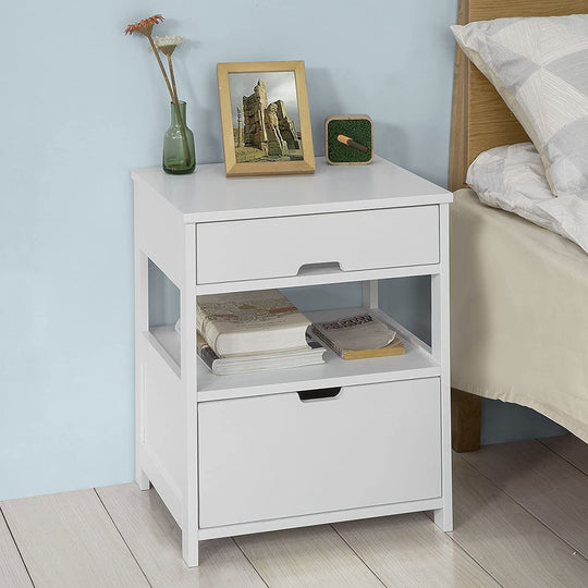 _label_, DSZ Product, feed-cond-new, feed-sl-free shipping, free-shipping, newWhite Bedside Table With 2 Drawers - Premium Furniture > Bedroom > Bedside Tables from DSZ ! Shop Online Buy Now at S & D's Value Store Family Business Best Customer Service_label_, DSZ Product, feed-cond-new, feed-sl-free shipping, free-shipping, new