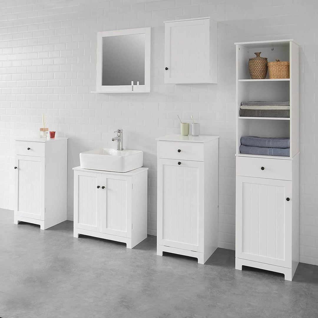 _label_, DSZ Product, feed-cond-new, feed-sl-free shipping, free-shipping, newWhite Bathroom Cabinet With Laundry Basket And Drawer - Premium Home & Garden > Storage > Clothing & Wardrobe Storage from DSZ ! Shop Online Buy Now at S & D's Value Store Family Business Best Customer Service_label_, DSZ Product, feed-cond-new, feed-sl-free shipping, free-shipping, new