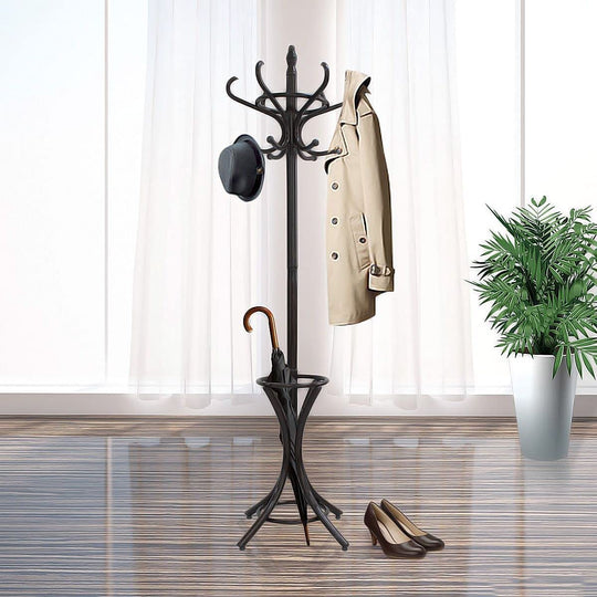 _label_, DSZ Product, feed-cond-new, feed-sl-free shipping, free-shipping, newBrown Coat Rack With Stand Wooden Hat And 12 Hooks Hanger Walnut Tree - Premium Furniture > Living Room > Coat Racks from DSZ ! Shop Online Buy Now at S & D's Value Store Family Business Best Customer Service_label_, DSZ Product, feed-cond-new, feed-sl-free shipping, free-shipping, new