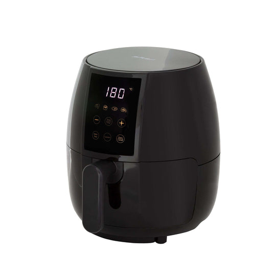 3L Digital Air Fryer with Non-Stick Removable Basket, Elegant Black, Gold Trim, Adjustable Temperature Settings, Value Furniture, Affordable Quality