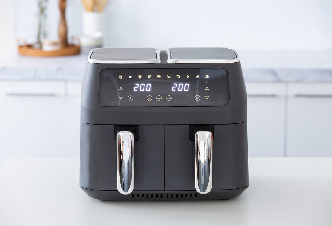 Dual Zone Digital Air Fryer with large digital display and touch controls for versatile and convenient cooking, value furniture, affordable quality.