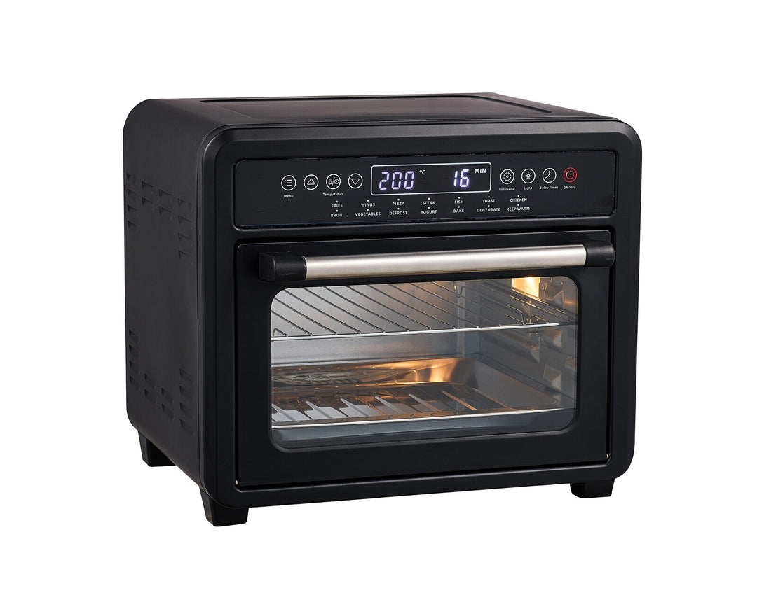 23L Digital Air Fryer Convection Oven with 12 Cooking Programs, rotisserie and baking trays, displaying quality and affordable value furniture.