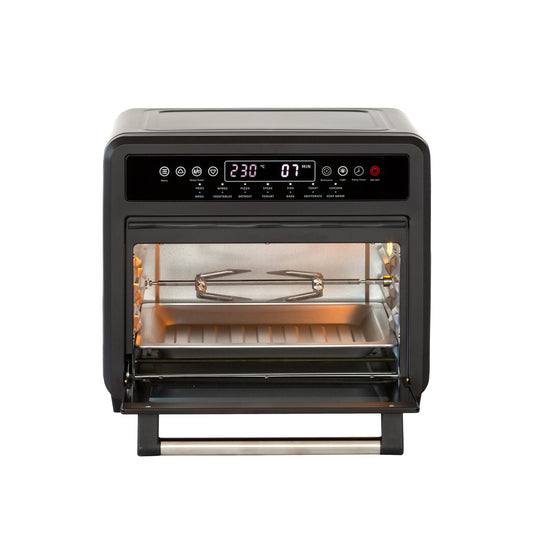 23L Digital Air Fryer Convection Oven with 12 Cooking Programs featuring rotisserie and multiple accessories for quality, affordable meals.