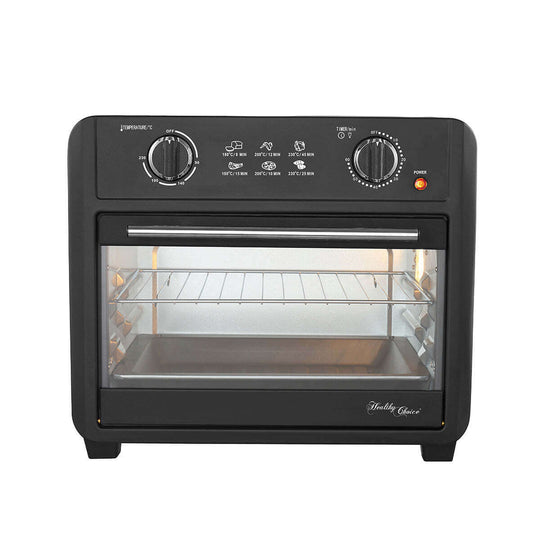 23L Air Fryer Oven (Black) with baking tray, wire rack, and pan handle for affordable, quality cooking and baking - value kitchen appliance