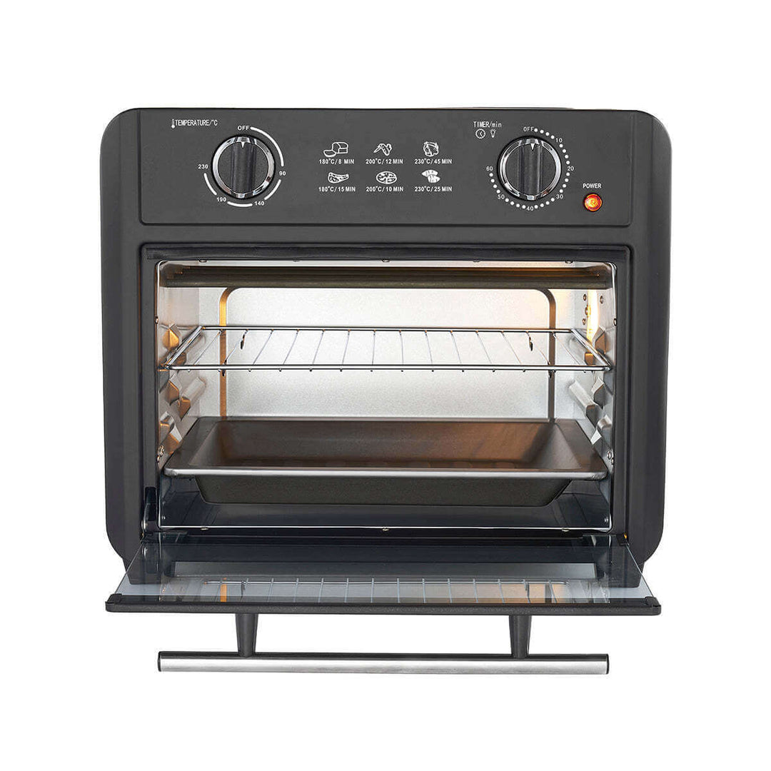 23L Black Air Fryer Oven with Baking Tray, Wire Rack, and Pan Handle - Affordable and Quality Value Furniture for Baking and Cooking