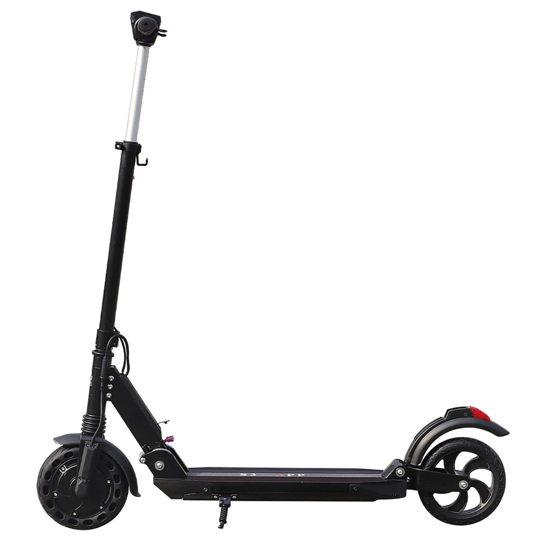 Affordable 36V 7.8Ah folding electric scooter in sleek black design, ideal for urban mobility and commuting.