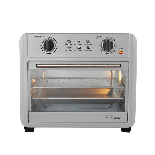 23L Air Fryer Oven in silver with 3 cooking accessories, offering quality and affordable cooking for your family from Value Furniture.