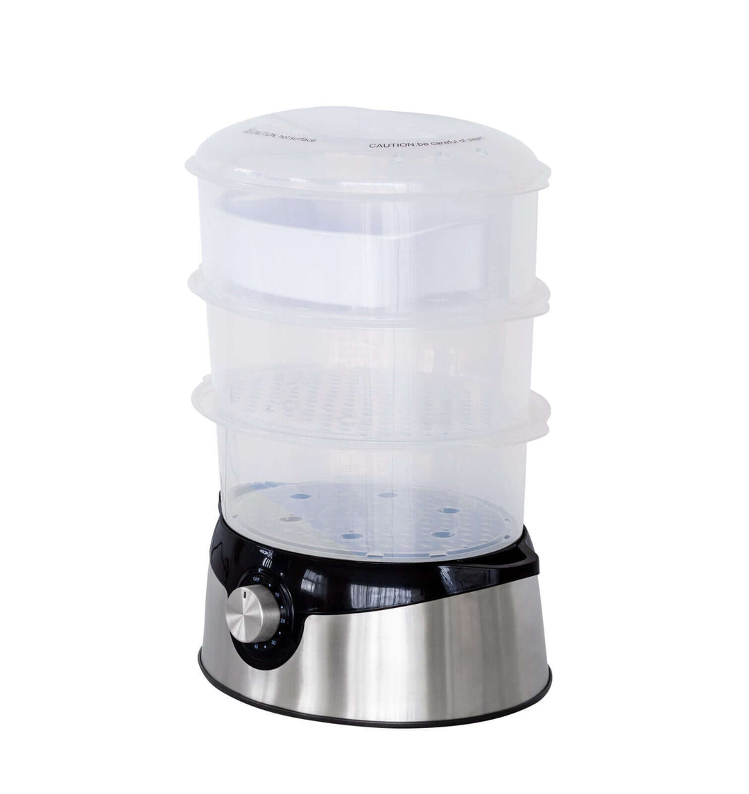 Affordable 3 tier food steamer with stainless steel base for healthy cooking and preserving nutrients in your kitchen.