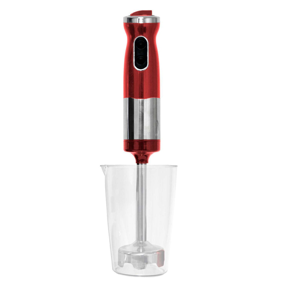 Red Electric Stick Hand Blender and Mixer with 700ml capacity for easy at-home soups and sauces preparation, value furniture, affordable and quality.