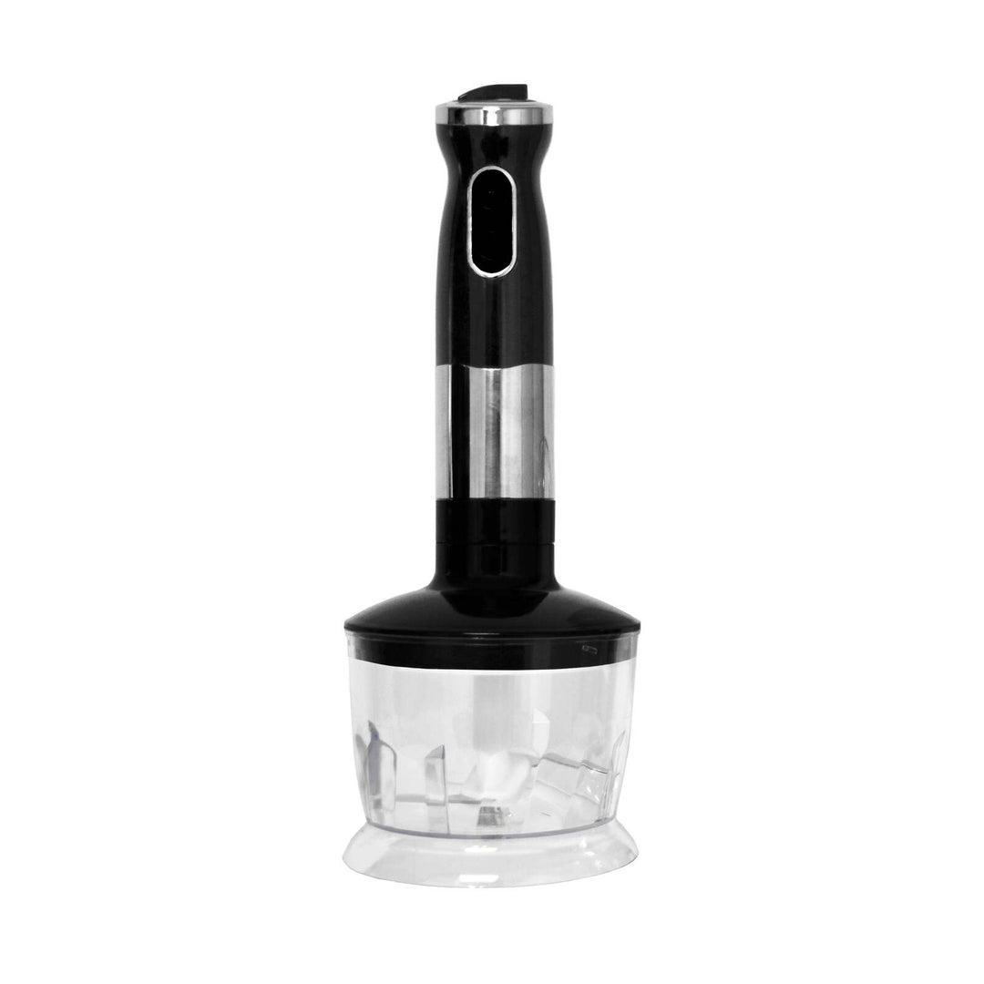 Black electric stick hand blender and mixer with 700ml capacity perfect for soups and sauces, offering value, affordability, and quality.