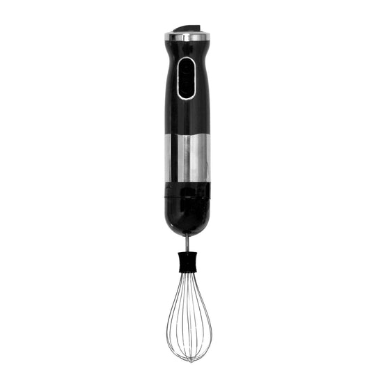 Black electric stick hand blender and mixer with a 700ml capacity, designed for value, quality, and affordable cooking solutions.