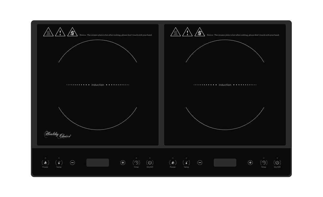 Double Induction Cooker with 2 plates, digital controls, for quality and affordable value furniture and caravan use.