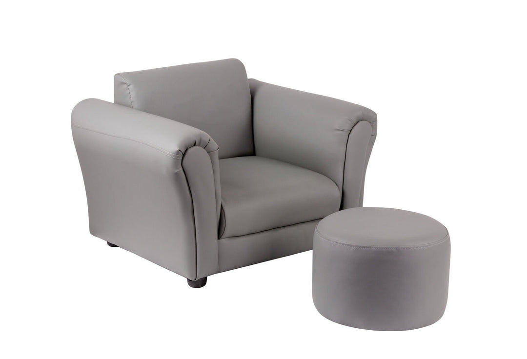 DSZ Product, feed-cond-new, feed-sl-DSZ Freight Payable, newKids Grey Couch Sofa Chair W/ Footstool In Pu Leather - Premium Furniture > Bar Stools & Chairs > Table & Bar Stools from Hacienda ! Shop Online Buy Now at S & D's Value Store Family Business Best Customer ServiceDSZ Product, feed-cond-new, feed-sl-DSZ Freight Payable, new