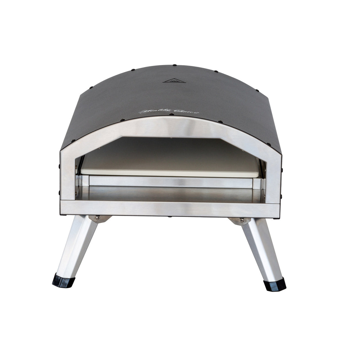 Compact and portable 12" electric pizza oven for outdoor use, perfect for affordable and quality pizza making on the go.