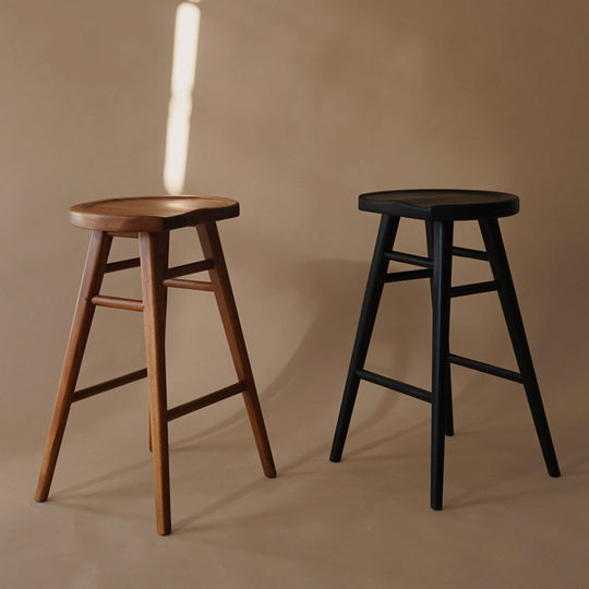 Scandinavian Timber Kitchen Counter Stool (Black)