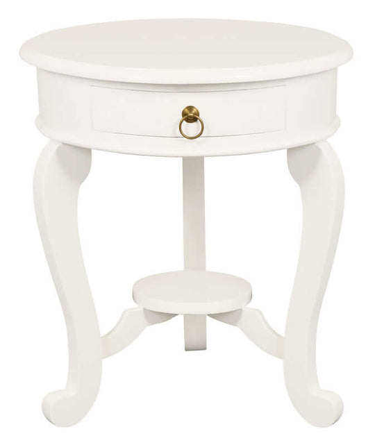 DSZ Product, feed-cond-new, feed-sl-DSZ Freight PayableRound Cabriole Leg 1 Drawer Lamp Table (White) - Premium Furniture > Dining > Dining Tables from Centrum Furniture ! Shop Online Buy Now at S & D's Value Store Family Business Best Customer ServiceDSZ Product, feed-cond-new, feed-sl-DSZ Freight Payable