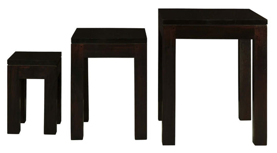 Amsterdam Nest of Table set of 3 in chocolate finish, showcasing modern design and premium quality.