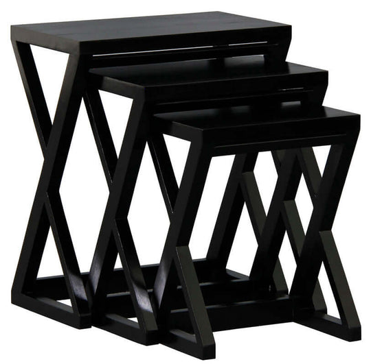 Manhattan Nest of Tables set of 3 in black, modern angular design with affordable quality furniture for DIY elegance.