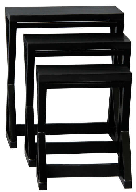 Manhattan Nest of Tables set of 3 in black, modern angular design, affordable luxury furniture for home decor.