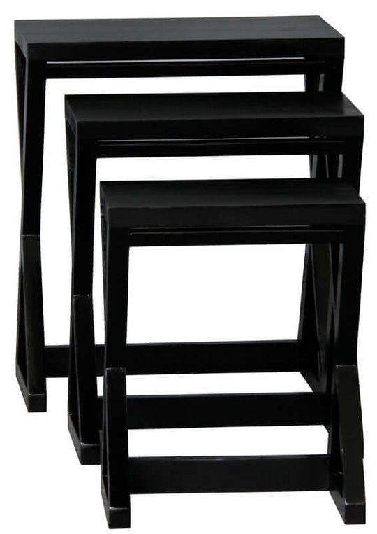 Manhattan Nest of Tables set of 3 in black, modern angular design, affordable luxury furniture for home decor.