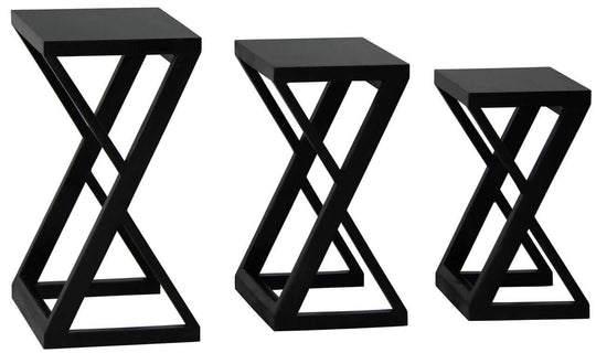 Manhattan Nest of Tables set of 3 in black, modern design, solid mahogany, affordable luxury for DIY decor.