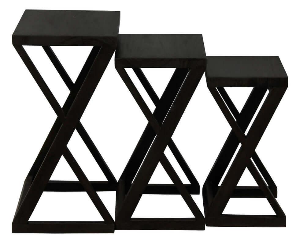 Manhattan Nest of Tables set of 3 in chocolate color, featuring a contemporary angular design and quality craftsmanship.