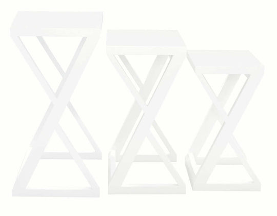 Manhattan Solid Mahogany Timber Nest of Tables - Set of 3 in White, Affordable DIY Lux design for modern interiors.