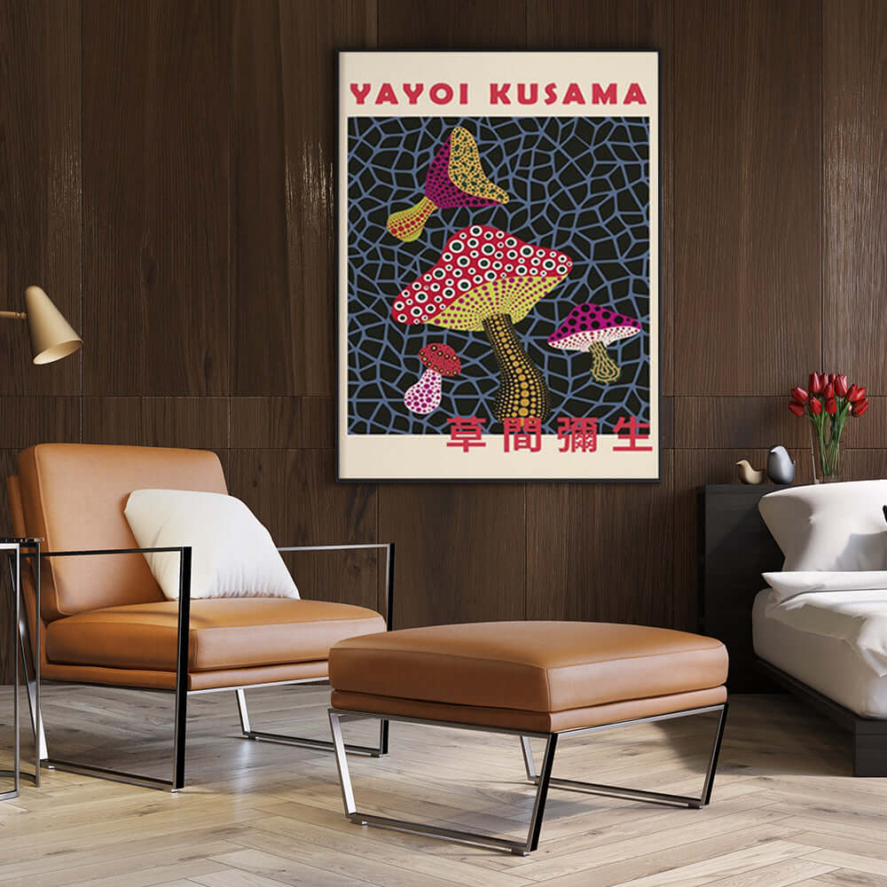 _label_, DSZ Product, feed-cond-new, feed-sl-free shipping, free-shipping, newWall Art Mushroom By Yayoi Kusama Black Frame Canvas 50Cm X 70Cm - Premium Home & Garden > Wall Art > Posters, Paintings & Prints from Artime ! Shop Online Buy Now at S & D's Value Store Family Business Best Customer Service_label_, DSZ Product, feed-cond-new, feed-sl-free shipping, free-shipping, new