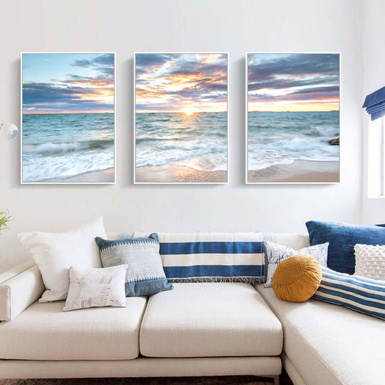 _label_, DSZ Product, feed-cond-new, feed-sl-free shipping, free-shipping, newWall Art 50Cm X 70Cm Sunrise By The Ocean 3 Sets White Frame Canvas - Premium Home & Garden > Hobbies > Arts & Crafts from Artime ! Shop Online Buy Now at S & D's Value Store Family Business Best Customer Service_label_, DSZ Product, feed-cond-new, feed-sl-free shipping, free-shipping, new