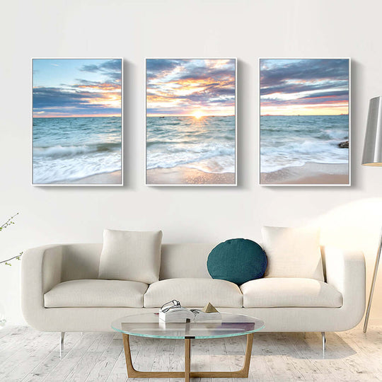 _label_, DSZ Product, feed-cond-new, feed-sl-free shipping, free-shipping, newWall Art 50Cm X 70Cm Sunrise By The Ocean 3 Sets White Frame Canvas - Premium Home & Garden > Hobbies > Arts & Crafts from Artime ! Shop Online Buy Now at S & D's Value Store Family Business Best Customer Service_label_, DSZ Product, feed-cond-new, feed-sl-free shipping, free-shipping, new