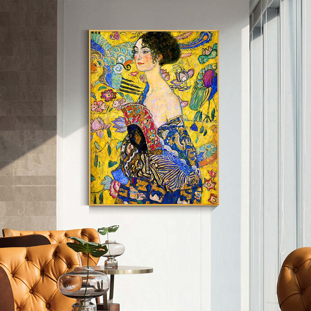 _label_, DSZ Product, feed-cond-new, feed-sl-free shipping, free-shipping, newWall Art 40Cm X 60Cm Lady With A Fan By Klimt Gold Frame Canvas - Premium Home & Garden > Wall Art > 3D Wall Art from Artime ! Shop Online Buy Now at S & D's Value Store Family Business Best Customer Service_label_, DSZ Product, feed-cond-new, feed-sl-free shipping, free-shipping, new