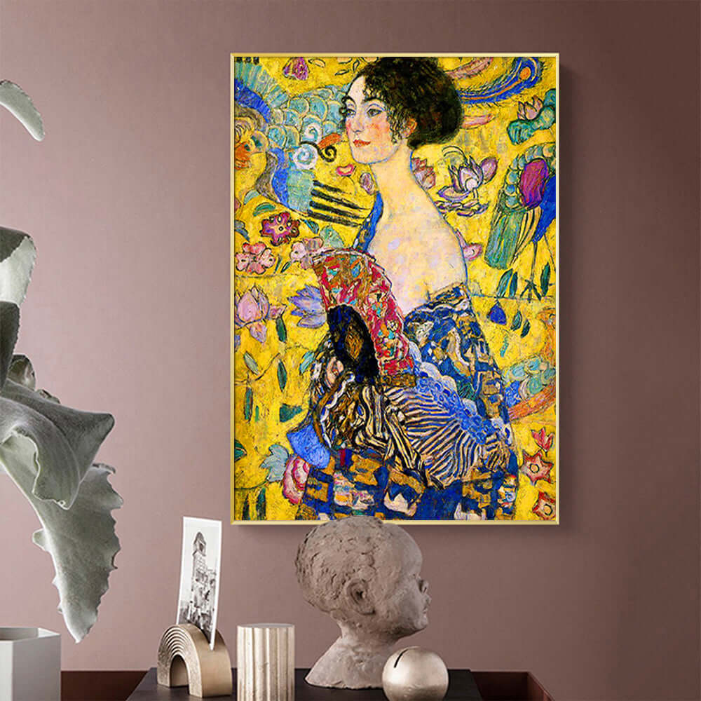 _label_, DSZ Product, feed-cond-new, feed-sl-free shipping, free-shipping, newWall Art 40Cm X 60Cm Lady With A Fan By Klimt Gold Frame Canvas - Premium Home & Garden > Wall Art > 3D Wall Art from Artime ! Shop Online Buy Now at S & D's Value Store Family Business Best Customer Service_label_, DSZ Product, feed-cond-new, feed-sl-free shipping, free-shipping, new