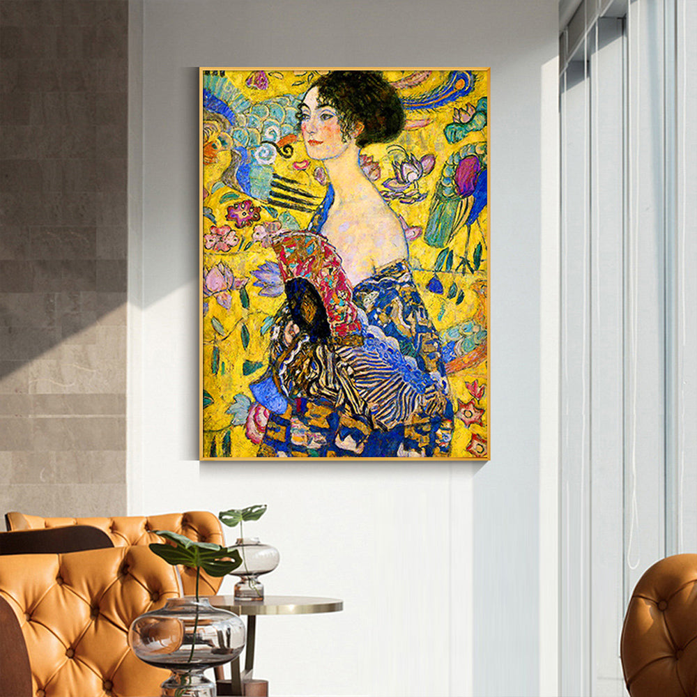 _label_, DSZ Product, feed-cond-new, feed-sl-free shipping, free-shipping, newWall Art 70Cm X 100Cm Lady With A Fan By Klimt Gold Frame Canvas - Premium Home & Garden > Wall Art > Posters, Paintings & Prints from Artime ! Shop Online Buy Now at S & D's Value Store Family Business Best Customer Service_label_, DSZ Product, feed-cond-new, feed-sl-free shipping, free-shipping, new