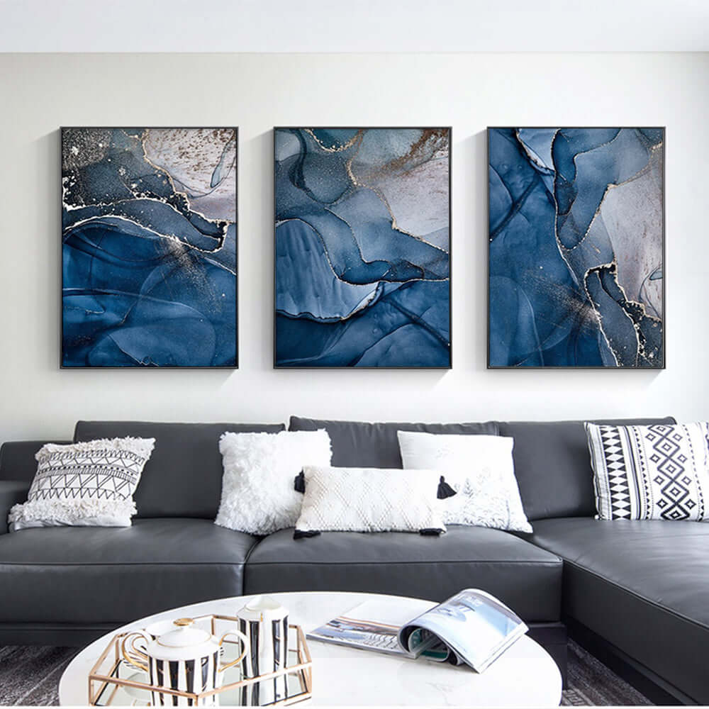 _label_, DSZ Product, feed-cond-new, feed-sl-free shipping, free-shipping, newWall Art 80Cm X 120Cm Blue Gold Marble 3 Sets Black Frame Canvas - Premium Home & Garden > Decor > Picture Frames from Artime ! Shop Online Buy Now at S & D's Value Store Family Business Best Customer Service_label_, DSZ Product, feed-cond-new, feed-sl-free shipping, free-shipping, new