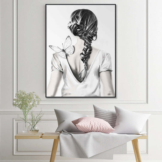 _label_, DSZ Product, feed-cond-new, feed-sl-free shipping, free-shipping, newWall Art 60Cm X 90Cm Woman Back With Butterfly Black Frame Canvas - Premium Home & Garden > Wall Art > Posters, Paintings & Prints from Artime ! Shop Online Buy Now at S & D's Value Store Family Business Best Customer Service_label_, DSZ Product, feed-cond-new, feed-sl-free shipping, free-shipping, new