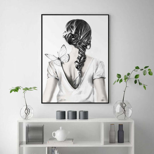 _label_, DSZ Product, feed-cond-new, feed-sl-free shipping, free-shipping, newWall Art 60Cm X 90Cm Woman Back With Butterfly Black Frame Canvas - Premium Home & Garden > Wall Art > Posters, Paintings & Prints from Artime ! Shop Online Buy Now at S & D's Value Store Family Business Best Customer Service_label_, DSZ Product, feed-cond-new, feed-sl-free shipping, free-shipping, new